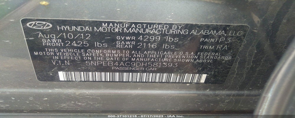 5NPEB4AC9DH581393 2013 HYUNDAI SONATA photo no. 9