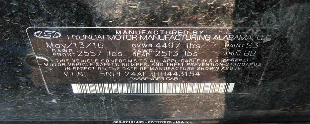 5NPE24AF3HH443154 2017 HYUNDAI SONATA photo no. 9
