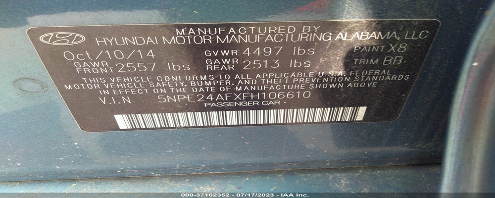 5NPE24AFXFH106610 2015 HYUNDAI SONATA photo no. 9