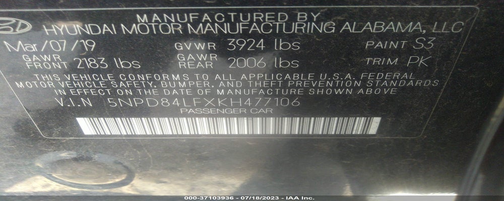 5NPD84LFXKH477106 2019 HYUNDAI ELANTRA photo no. 9