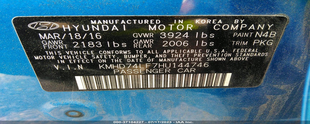 KMHD74LF7HU144746 2017 HYUNDAI ELANTRA photo no. 9