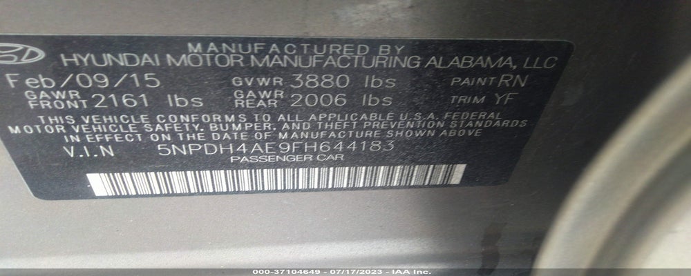 5NPDH4AE9FH644183 2015 HYUNDAI ELANTRA photo no. 9