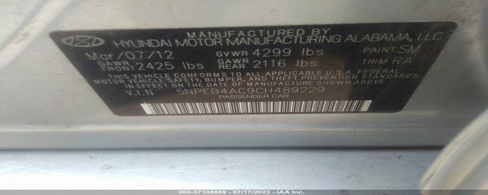 5NPEB4AC9CH489229 2012 HYUNDAI SONATA photo no. 9