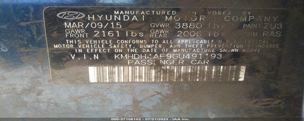 KMHDH4AE9GU491193 2016 HYUNDAI ELANTRA photo no. 9