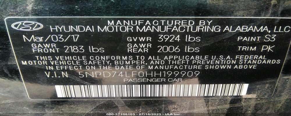 5NPD74LF0HH199909 2017 HYUNDAI ELANTRA photo no. 9