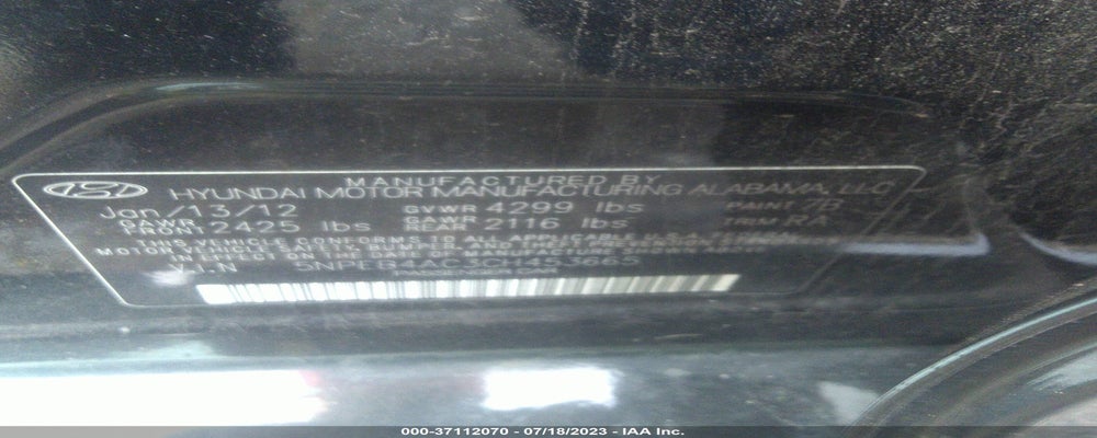 5NPEB4AC3CH453665 2012 HYUNDAI SONATA photo no. 9