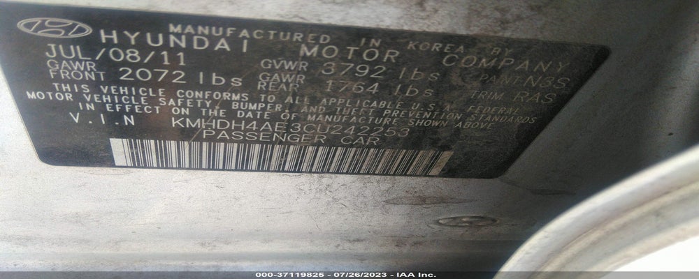 KMHDH4AE3CU242253 2012 HYUNDAI ELANTRA photo no. 9