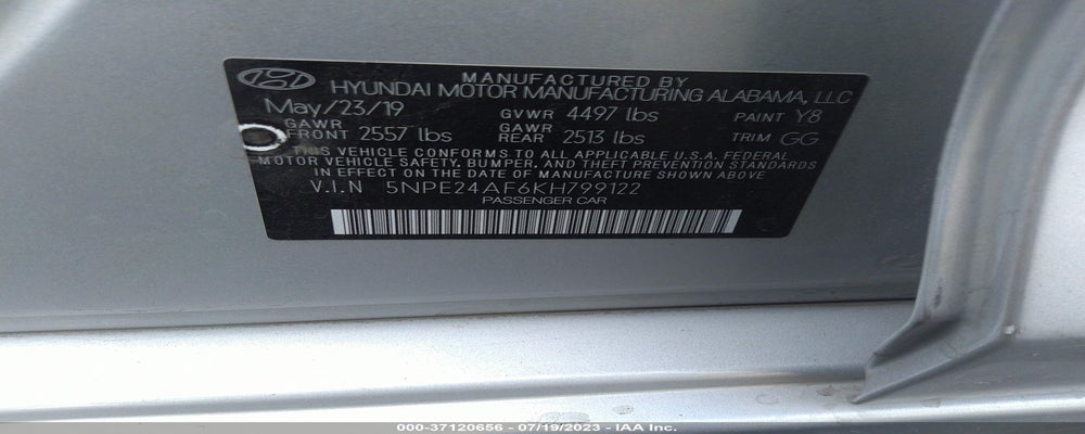 5NPE24AF6KH799122 2019 HYUNDAI SONATA photo no. 9