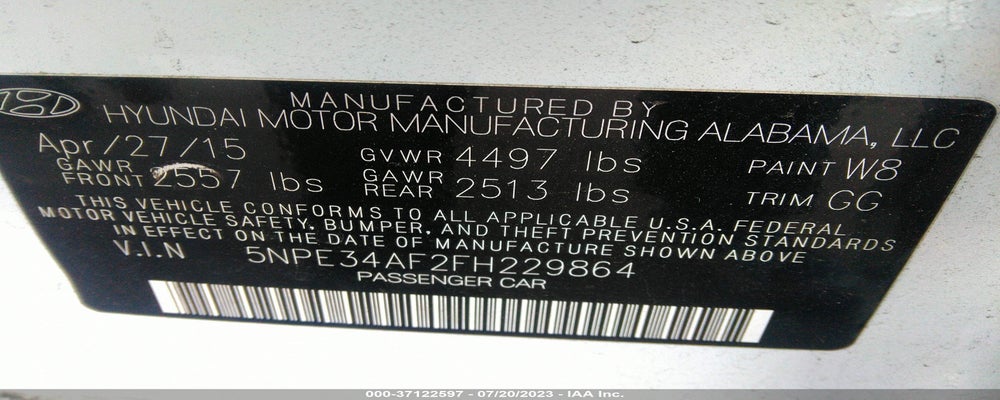 5NPE34AF2FH229864 2015 HYUNDAI SONATA photo no. 9