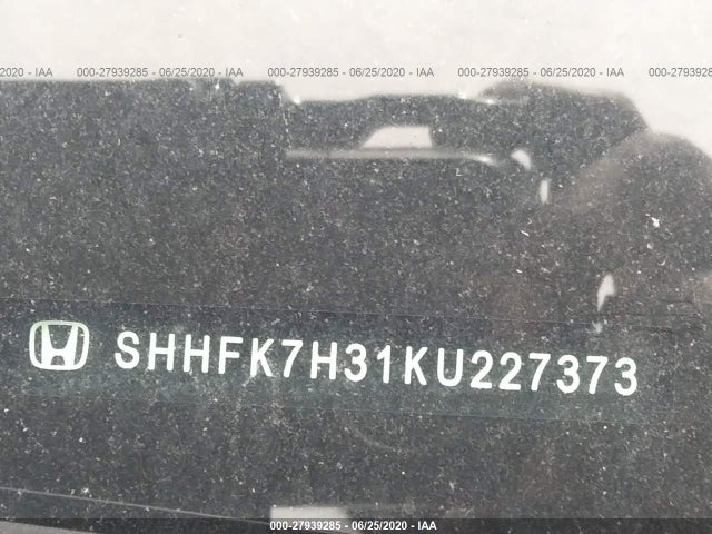 2019 HONDA CIVIC VIN: SHHFK7H31KU227373