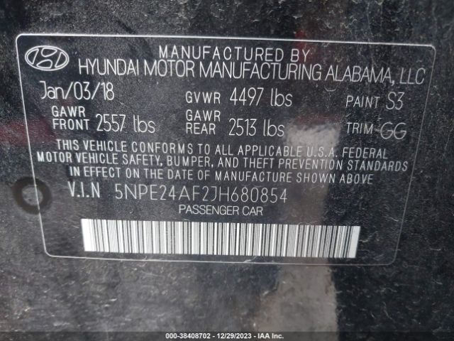 5NPE24AF2JH680854 | 2018 Hyundai sonata se