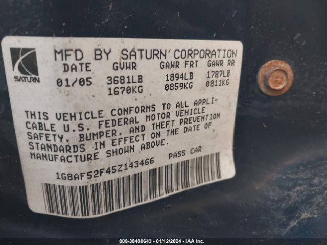 1G8AF52F45Z143466 | 2005 Saturn ion 1