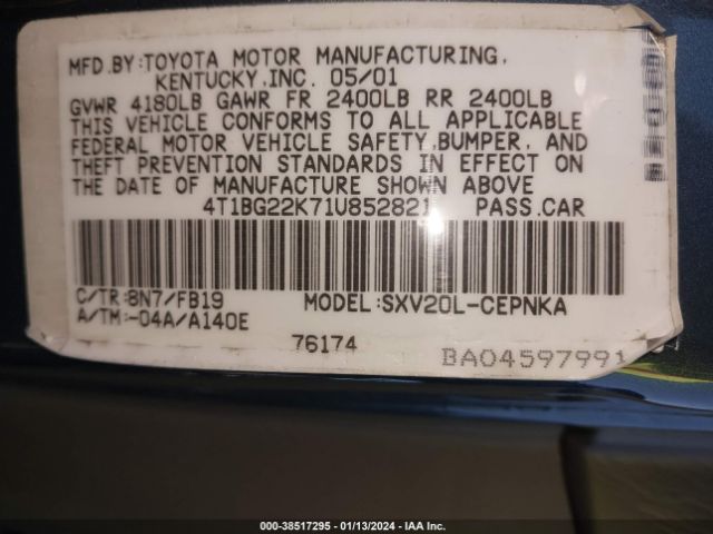 4T1BG22K71U852821 | 2001 Toyota camry le