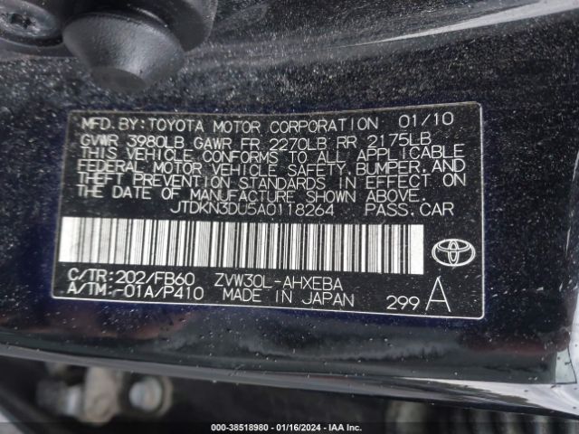 1HGCR2F36HA158978 | 2010 Toyota prius iii