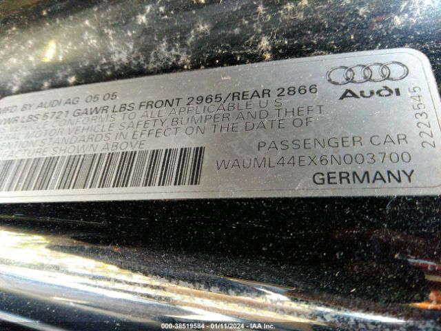 WAUML44EX6N003700 | 2006 Audi a8 l 4.2