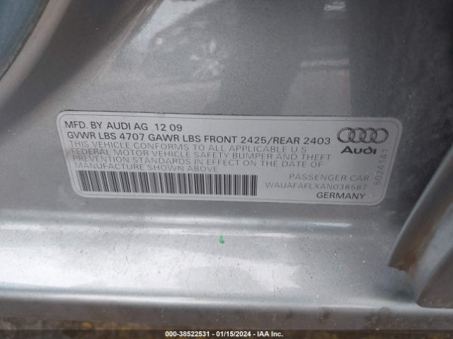 WAUAFAFLXAN038587 | 2010 Audi a4 2.0t premium