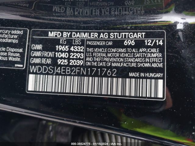 WDDSJ4EB2FN171762 | 2015 MERCEDES-BENZ CLA 250