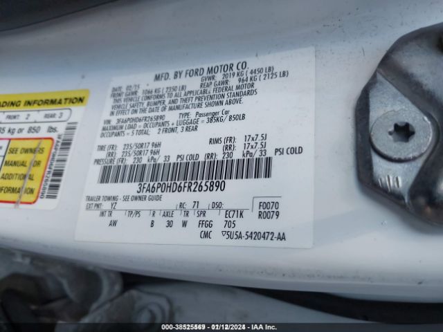 3TMJU4GN3FM174877 | 2015 Ford fusion se