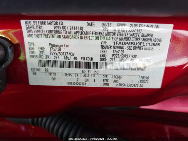 1FADP5BU9FL113856 | 2015 Ford c-max hybrid sel