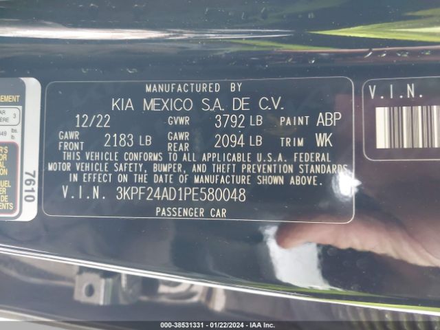 19XFC2F53GE066107 | 2023 KIA forte lxs