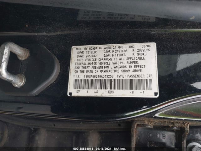 JHLRM4H57CC002093 | 2006 Acura tl