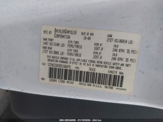 1D7HE22K05S166079 | 2005 Dodge dakota st