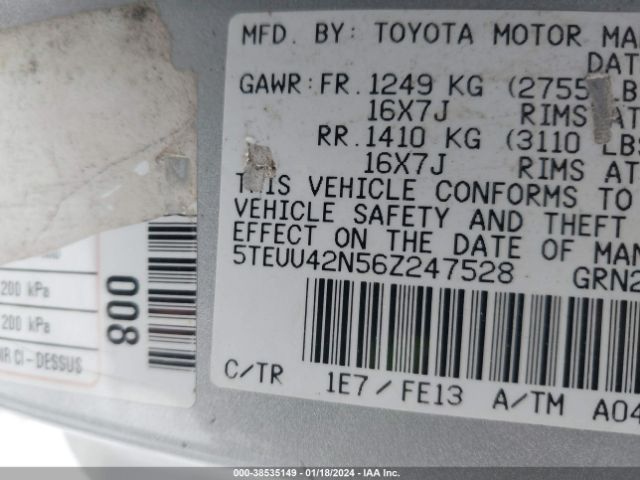 5TEUU42N56Z247528 | 2006 Toyota tacoma base v6