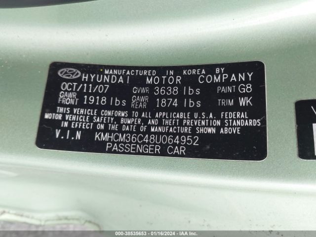 3N1BC1CPXAL372113 | 2008 Hyundai accent gs