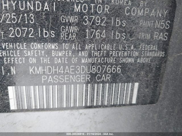 KMHDH4AE3DU807666 | 2013 Hyundai elantra gls (ulsan plant)