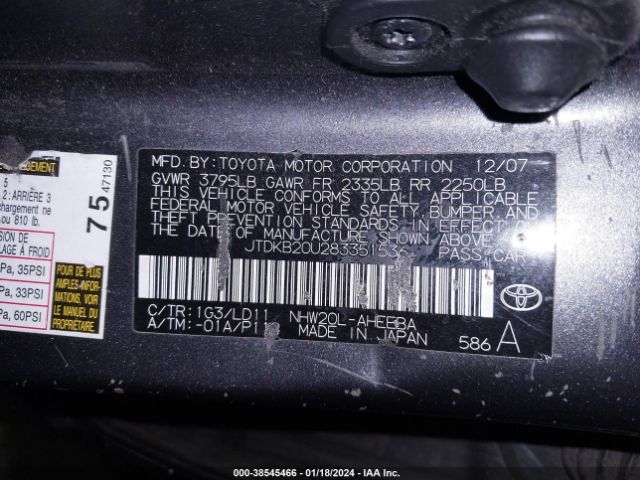 JTDKB20U283351536 | 2008 Toyota prius