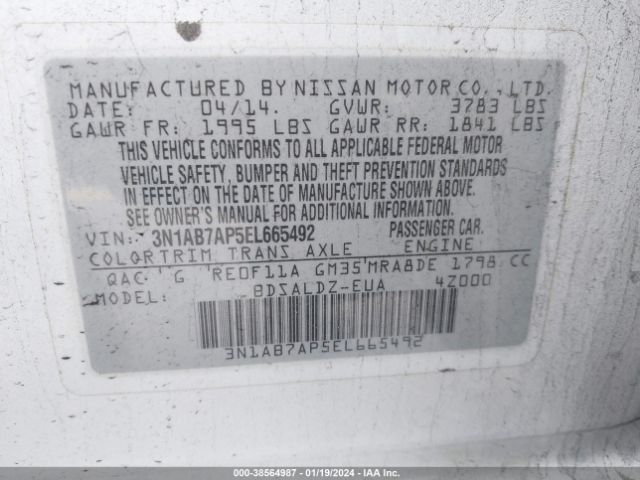 3N1AB7AP5EL665492 | 2014 Nissan sentra sv