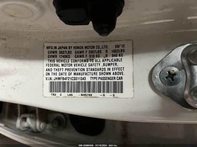 JHMFB4F21CS011343 | 2012 Honda civic hybrid