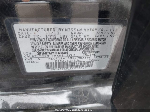 3N1AB7AP1EL608349 | 2014 Nissan sentra s