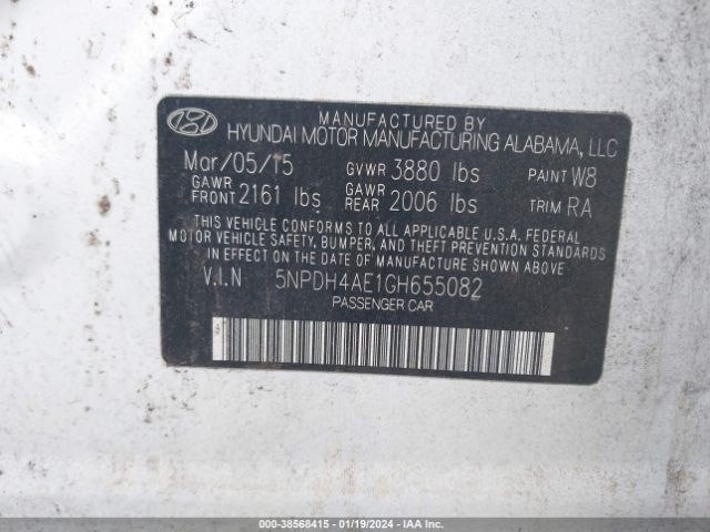 5NPDH4AE1GH655082 | 2016 Hyundai elantra se