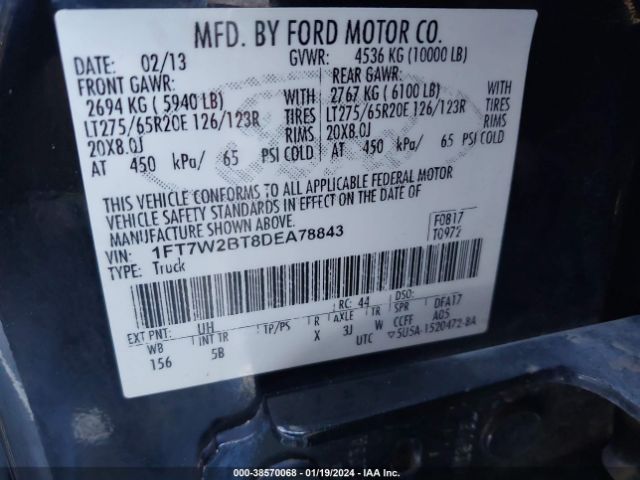 1FT7W2BT8DEA78843 | 2013 Ford f-250 lariat