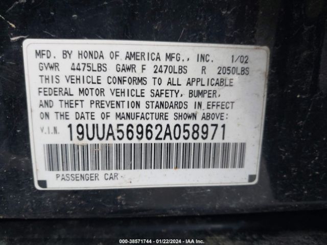 19UUA56962A058971 | 2002 Acura tl type s w/navigation