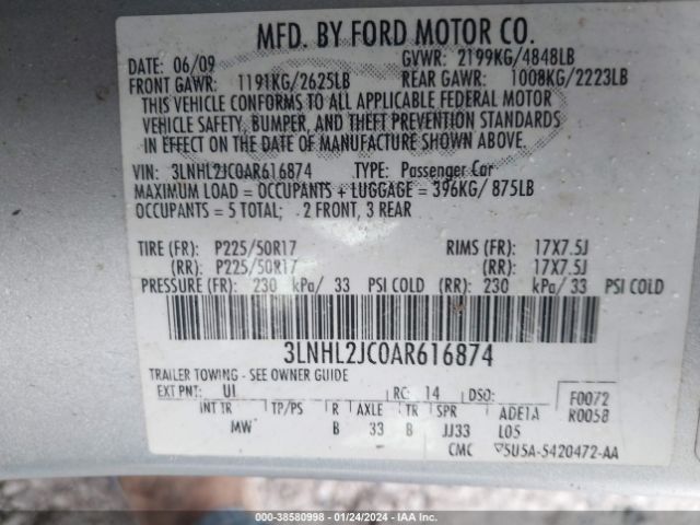 3LNHL2JC0AR616874 | 2010 Lincoln mkz