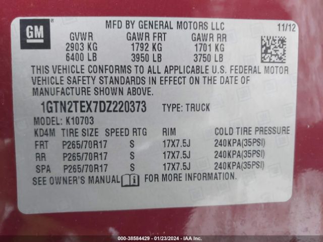 JTJBM7FX4H5165555 | 2013 GM c sierra 1500 work truck