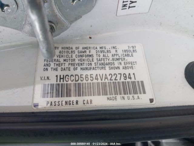 1HGCD5654VA227941 | 1997 Honda accord ex