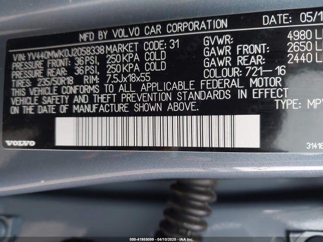 2018 Volvo V60, VIN: YV440MWK0J2058338