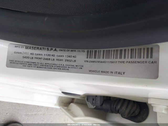 2016 Maserati Ghibli, VIN: ZAM57XSA4G1179417