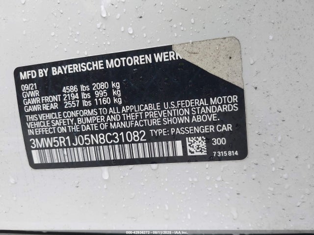2022 BMW 3 Series, VIN: 3MW5R1J05N8C31082