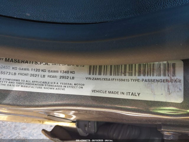 2015 Maserati Ghibli, VIN: ZAM57XSA1F1159415