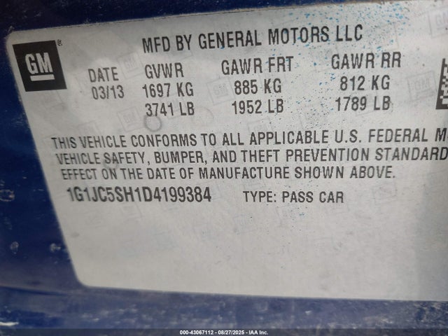 CHEVROLET SONIC LT AUTO - 9