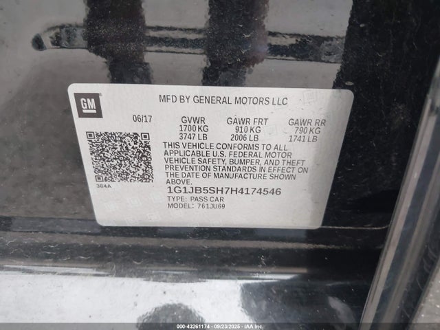 2017 Chevrolet Sonic, VIN: 1G1JB5SH7H4174546