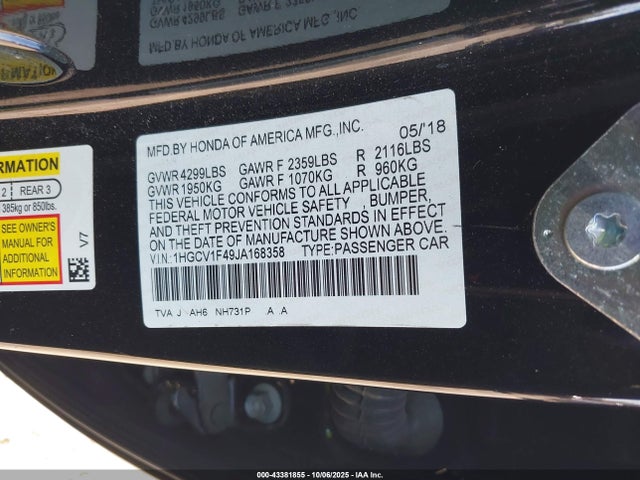 صورة 9 لـ 2018 Honda ACCORD EX