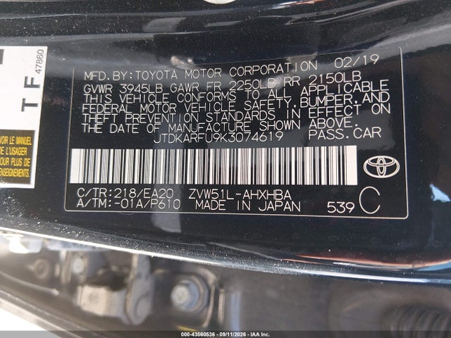 2019 Toyota PRIUS XLE — фото 9