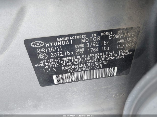 2011 Hyundai ELANTRA GLS (ULSAN PLANT) — фото 9