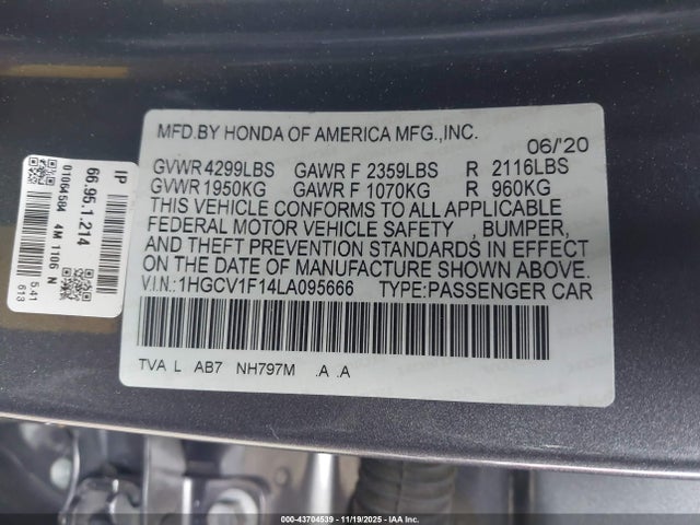 2020 HONDA ACCORD LX 9