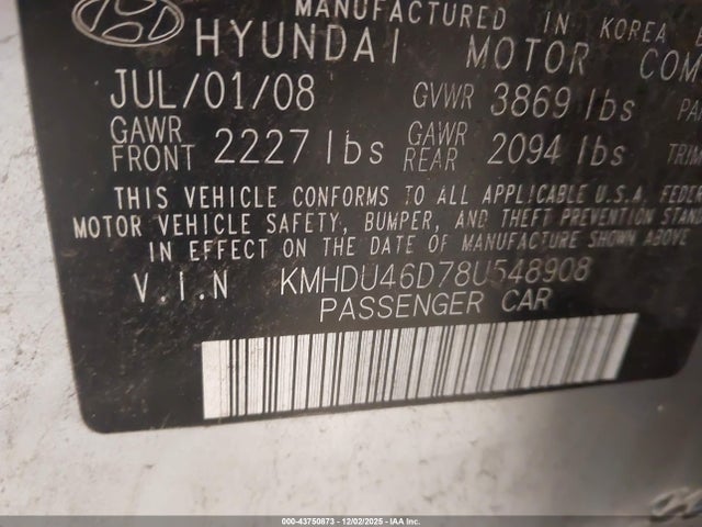 صورة 9 لـ 2008 Hyundai ELANTRA GLS/SE